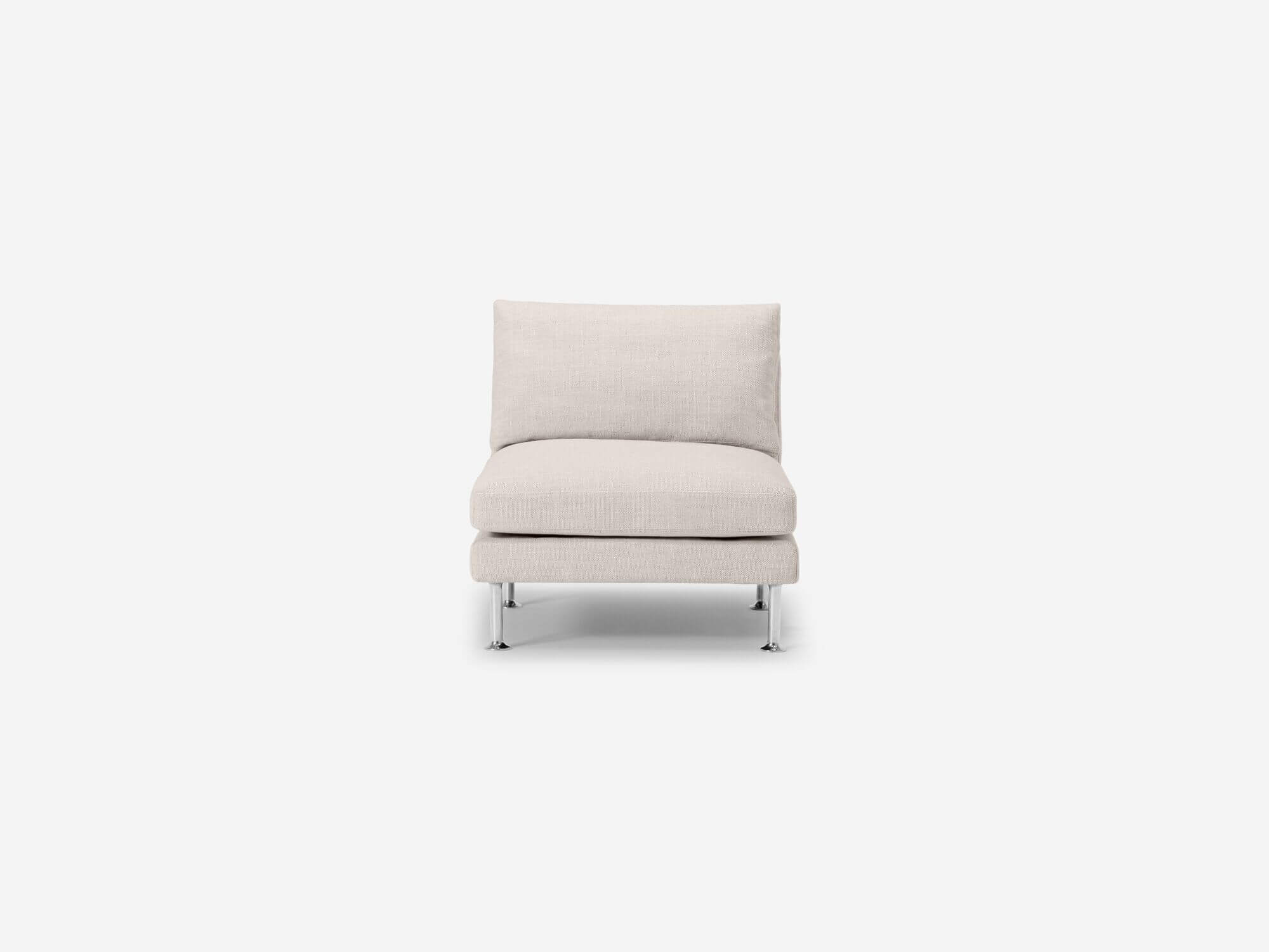 Front view of ivory armless chair